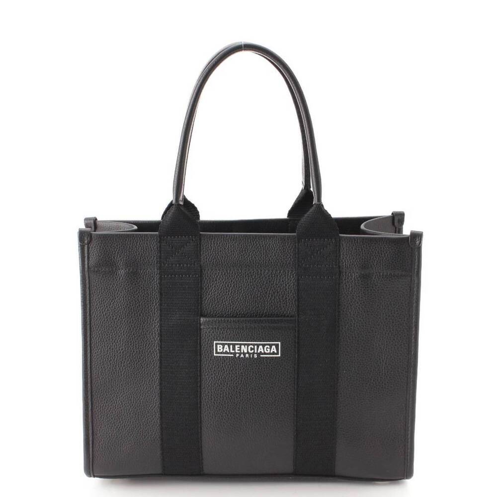Balenciaga Logo Leather Handbag Shoulder Bag Black - Picture 1 of 8